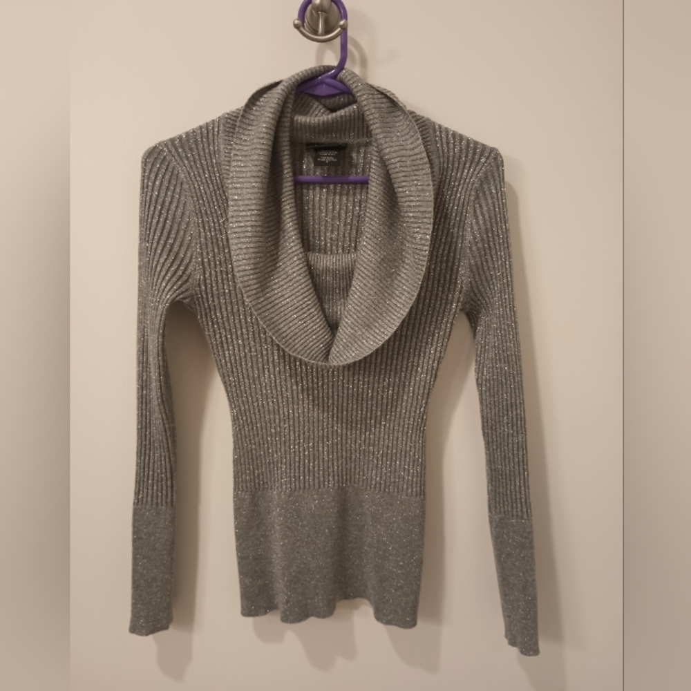 It's our time metallic cowl neck